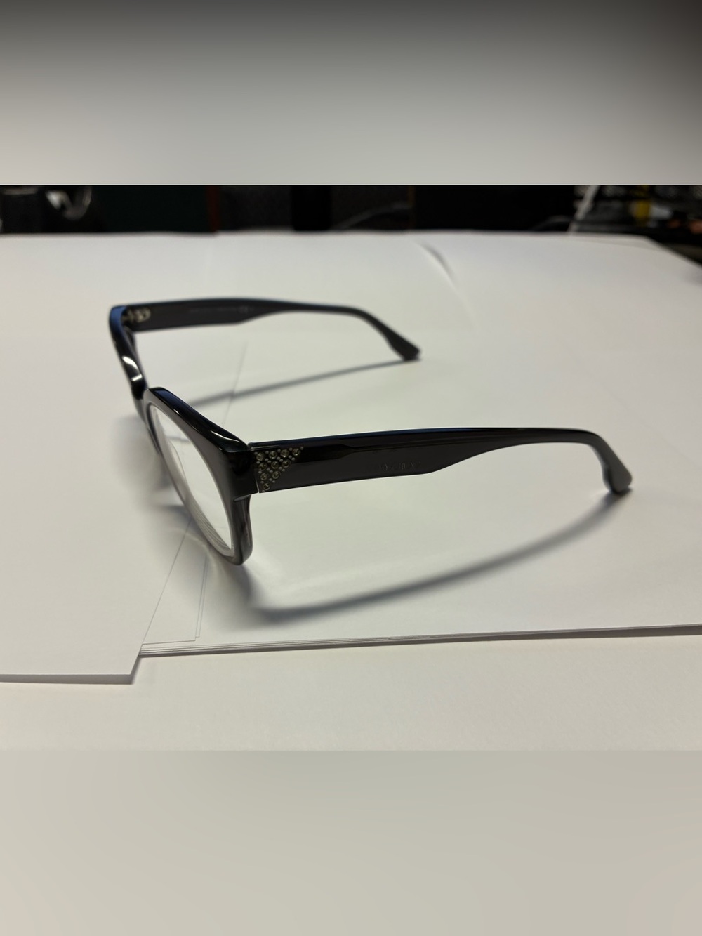 Jimmy Choo Black Women's Eyeglasses with Crystal Temple Detail